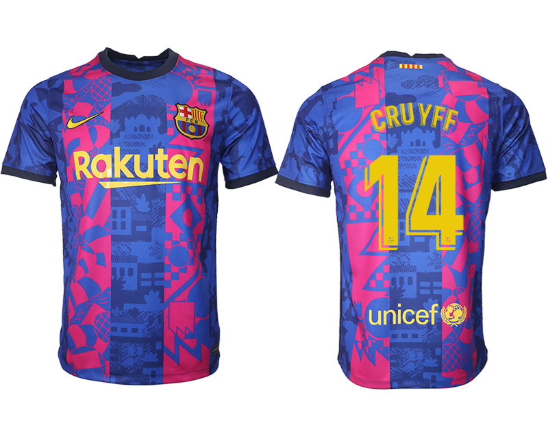 Men 2021-2022 Club Barcelona blue training suit aaa version #14 Soccer Jersey->barcelona jersey->Soccer Club Jersey